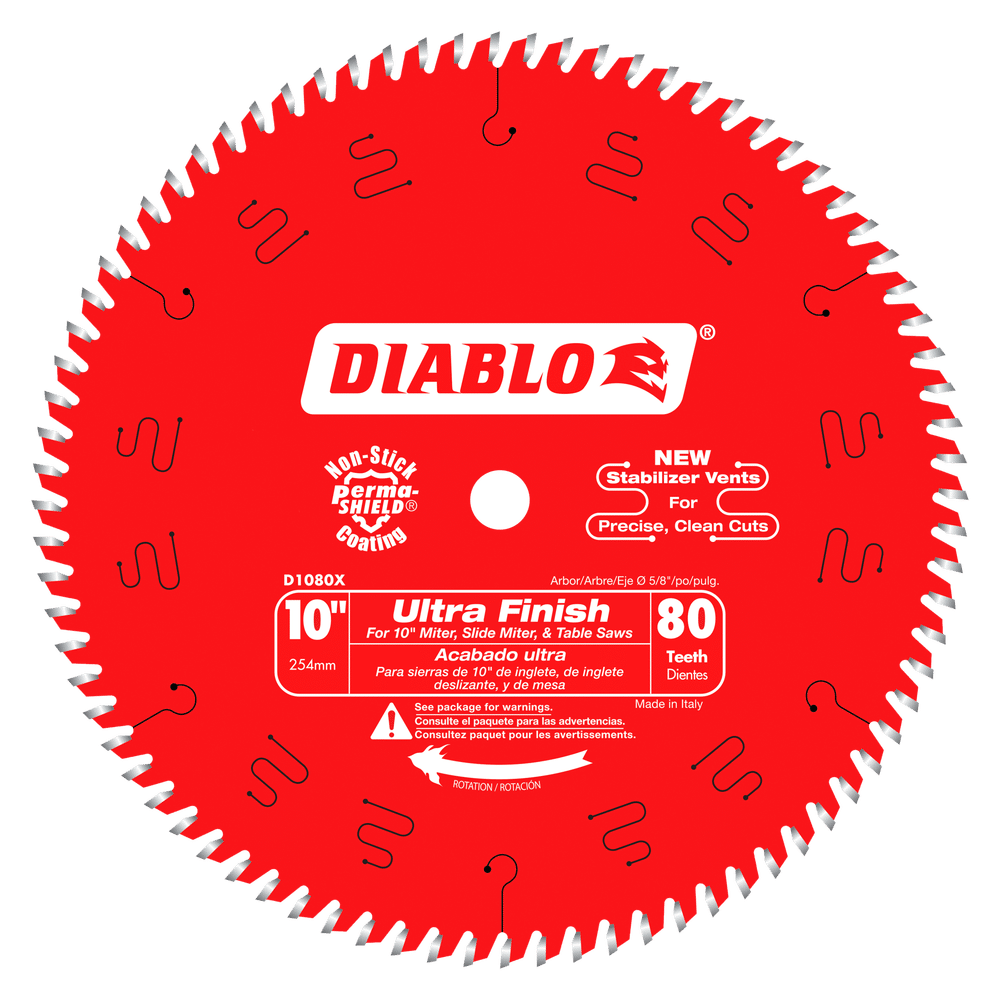 Diablo 10 in. x 80 Tooth Ultra Finish Saw Blade